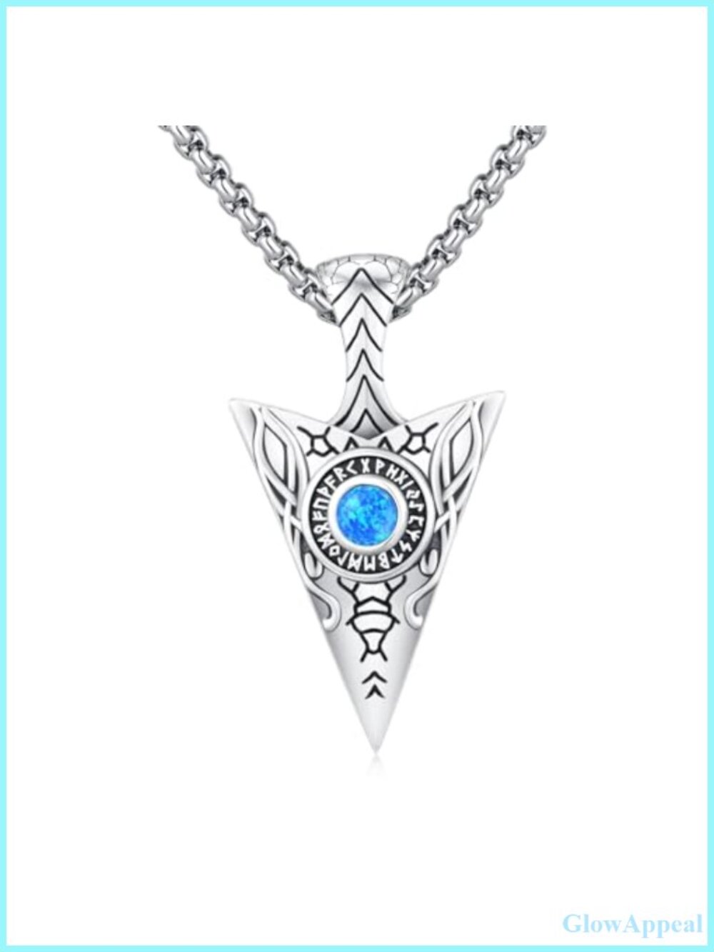 Sterling Silver Arrow Necklace Opal Viking Celtic Pendant Men Women